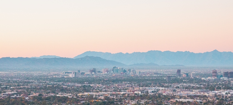 The City of Phoenix photographed during the dawn.