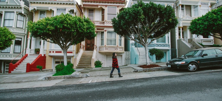 woman walking down the street